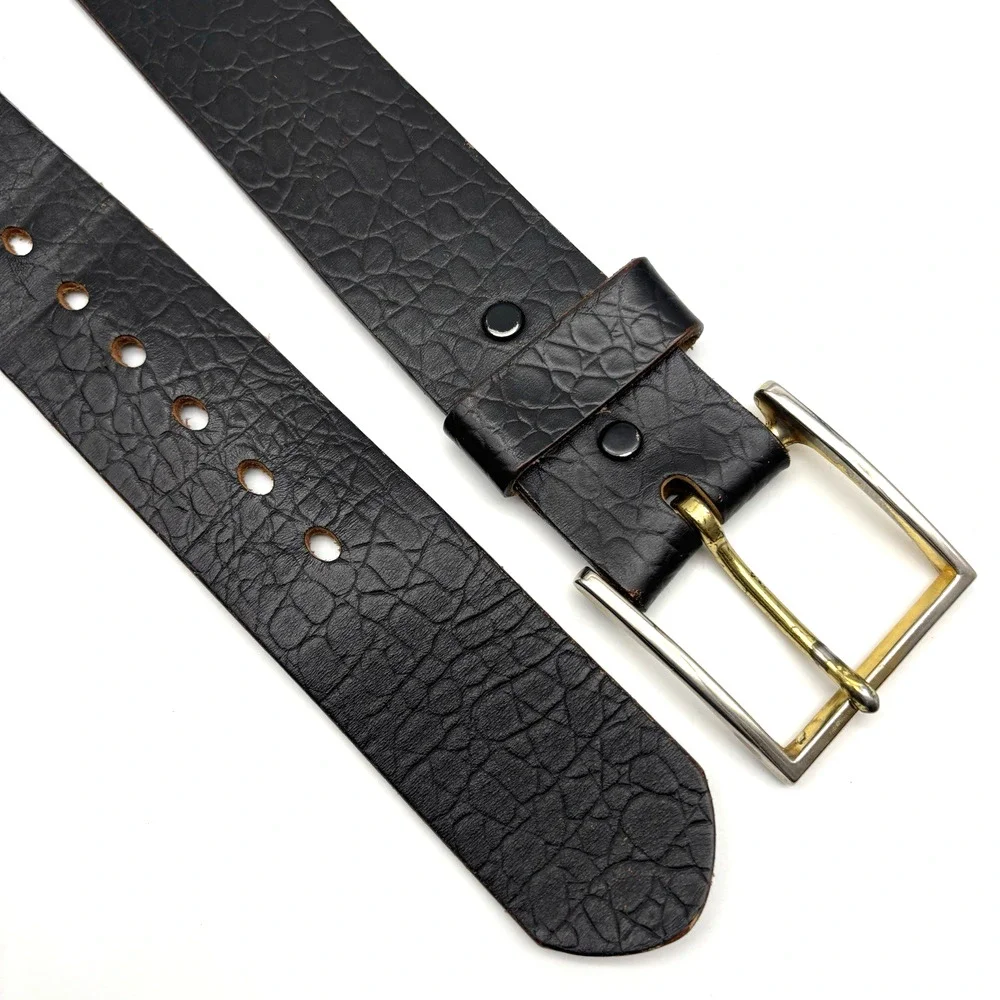 Vintage 70s SEARS 40381 Black Full Grain Steerhide Leather Western Belt 36